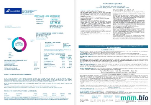 USA Nebraska Five Points Bank wyciąg z kredytu hipotecznego w formatach Word i PDF, 4 strony 1-2